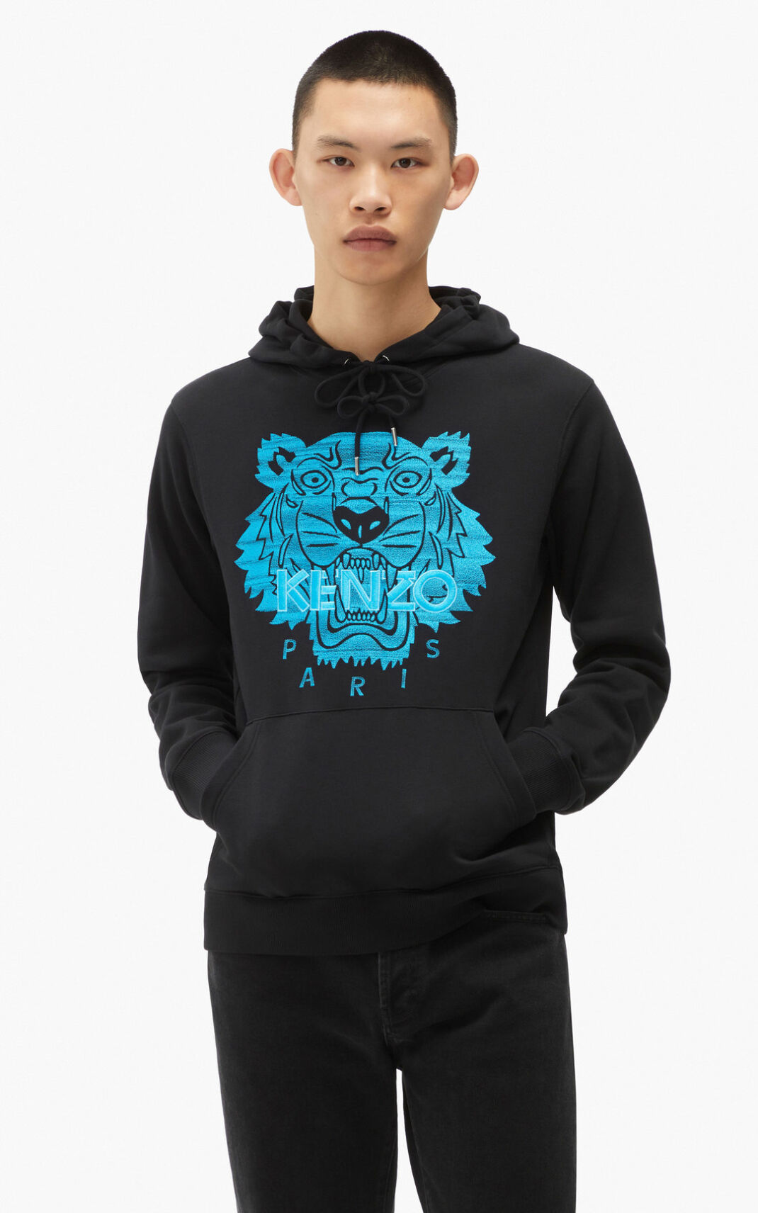 Kenzo Tiger Sudaderas Con Capucha Hombre Negras | 7069245-EW